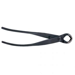 Black metal pliers on white background.