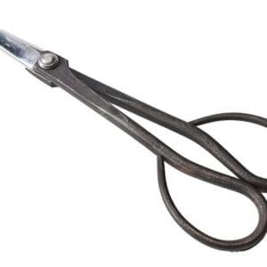 Black metal scissors with pointed blades.