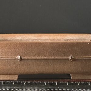 Brown rectangular pottery container with ruler.