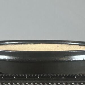 Black container with sand and ruler.