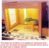 Miniature traditional Japanese tokonoma display with bonsai.